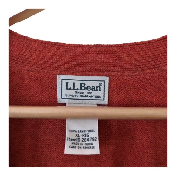 L.L. Bean 100% Lambs Wool Button Down Cardigan Sweater Women's Size XL Orange - Picture 3 of 5